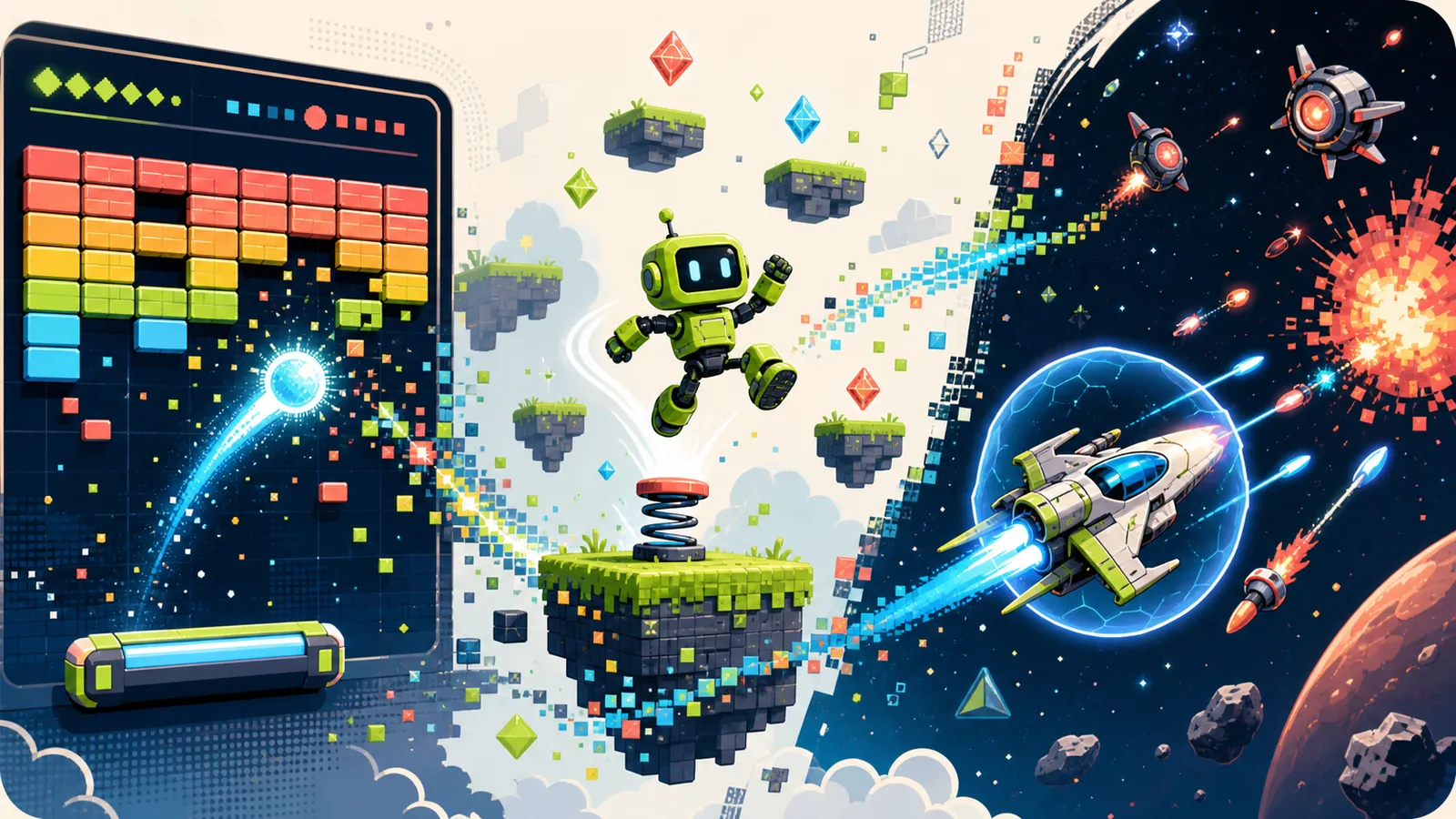 從打磚塊、平台跳躍到太空射擊的 Pygame 遊戲作品進化